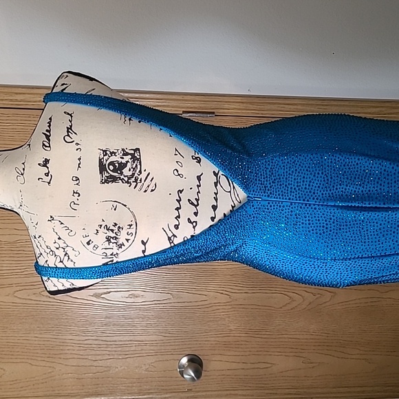 Sherri Hill 54156 Peacock rhinestone prom pageant plunge fit and flare dress - Picture 7 of 11